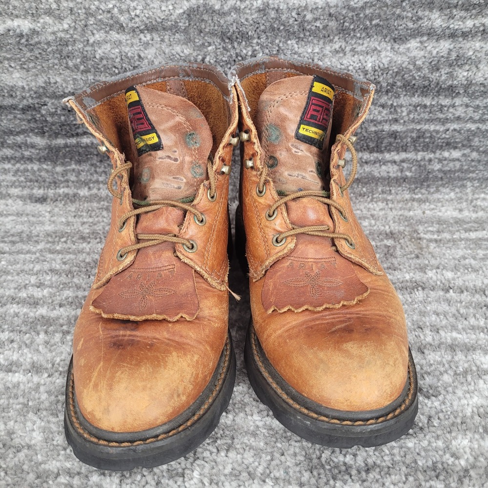 Ariat Womens 7.5B Brown Leather Lace Up Kiltie Work Boots 31080 Heritage Roper - Picture 2 of 11